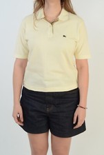 Burberrys Vintage Women's Yellow Pure Cotton Polo Shirt Size S Made in England