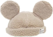 Tokyo Disney Resort Ears Mickey limited Fluffy Boa Cap Hat Beige Japan 58cm