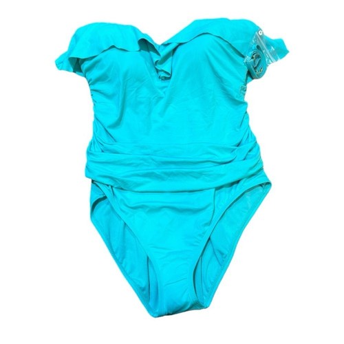 Bleu Rod Beattie Kore gekräuselte Rüsche Bandeau mit geformten Tassen und abnehmbarem Riemen - Bild 7 von 9