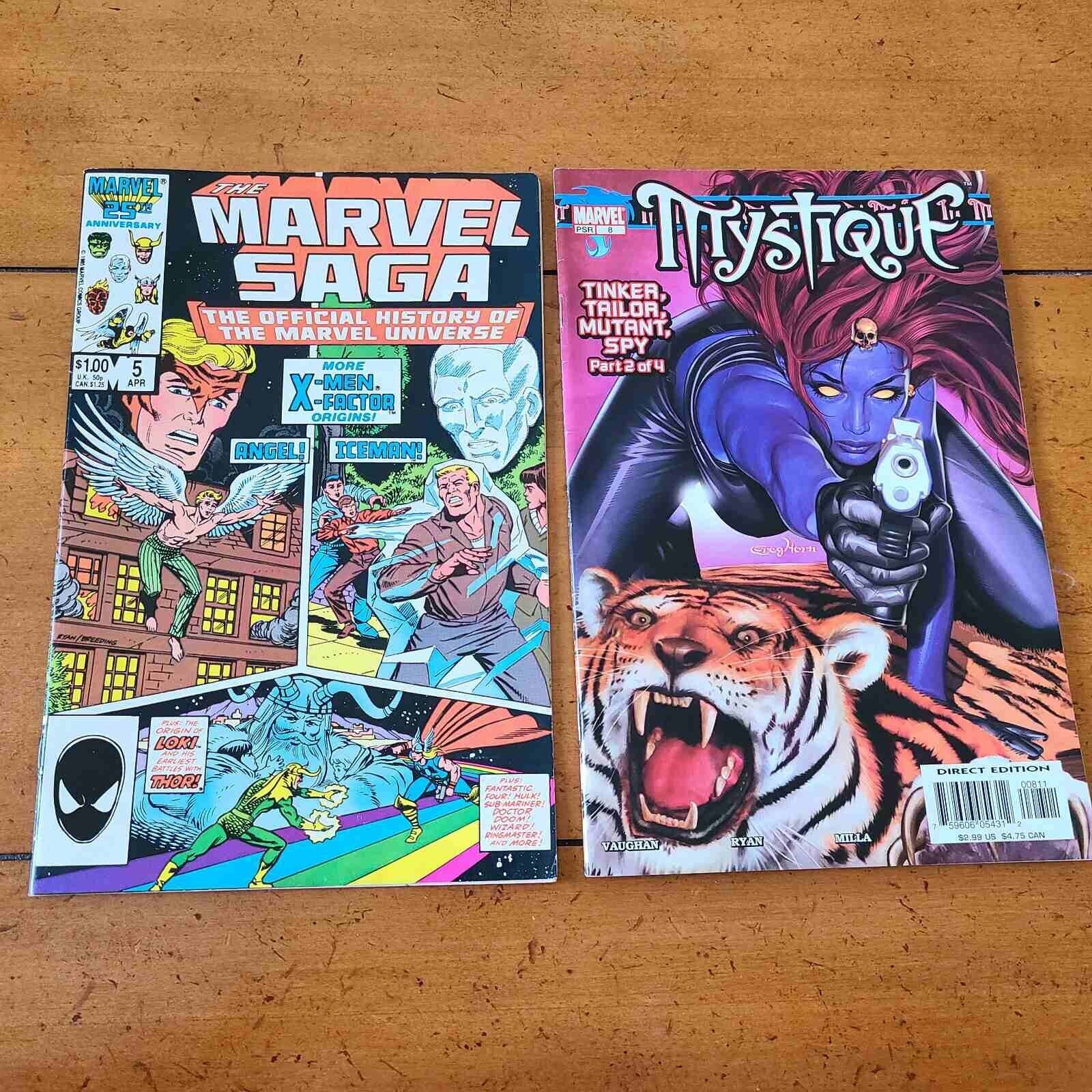Marvel Comic Book Lot 1986 Marvel Saga History Of Marvel #5 & 2003 Mystique #8