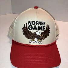 Field Grade SnapBack Trucker Hat “No Free Game” Beige Red Brown Eagle USA