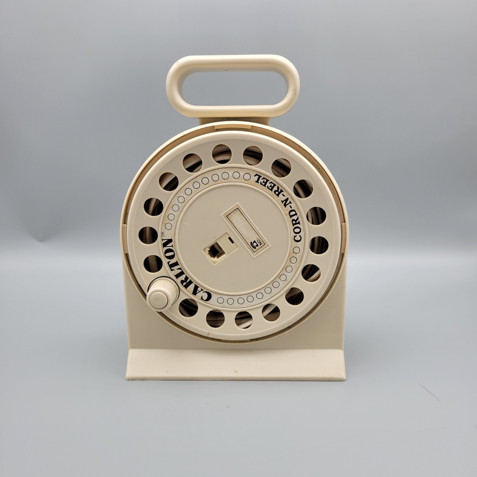 Vintage Carlton 50ft Telephone Cord N Reel Beige Cord Wheel Phone Jack