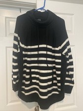 Women  s Plus Striped Cowl Neck Sweater - 2X
