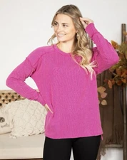 7th Ray  Raised Rib Exposed-Seam Long Sleeve Top Size XL NWOT