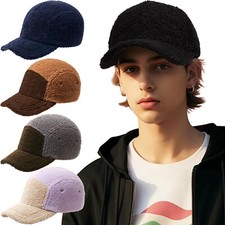 Winter Faux Fur Fuzzy Baseball Cap Thermal Shearling Fleece Adjustable Ball Cap