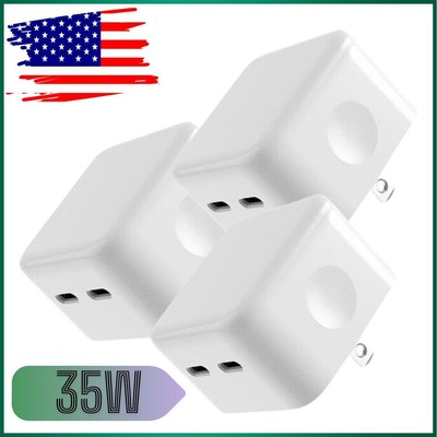 PD 35W Dual Port Fast Charger Power Adapter For iPhone 16 15 14 13 12 11 Pro Max