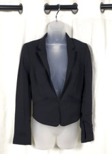 H&M Divided Black Cropped Blazer Size 8 Uk CR055 JJ 12