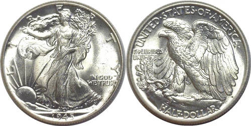 1945 50C Walking Liberty Half Dollar Silver UNC