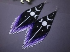 Tribal Earrings Native Large Boho American Seed Beads Handmade Earring