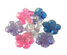 80 Assorted AB Finish Colors 15mm Flower Cap Flowers Caps Acrylic Craft Beads