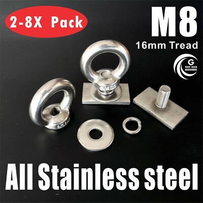 Eye Bolts T-Bolt Eye Nut Tie-Down Kit (M8 26mm) For Rhino, Thule, Yakima, Pro Rola Roof Racks & Bars Thule T Bolts - Foto 3