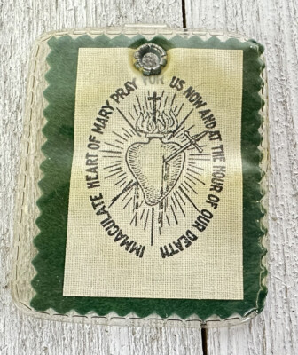 True Vintage Catholic Scapular Old Not a Reproduction Immaculate Heart of Mary