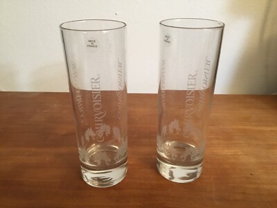 Courvoisier Tall Etched Glasses Set Of 2 Made In France  NEW 
