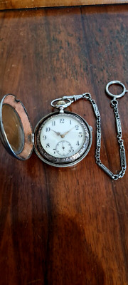 Taschenuhr 800er Silber - Minerva - Zylinder 10 Rubis -