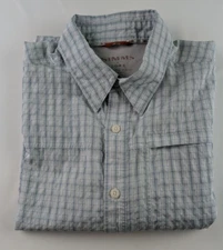 SIMMS COR3 Shirt Men`s L Short Sleeve Button Up Breathable Comfort Ultra Light