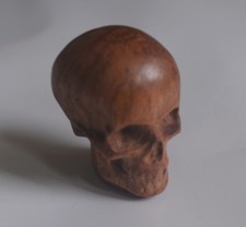 2 Pcs Sandalwood Skull Statue Hand Carving Carved Wood Pendant Art Sculpture