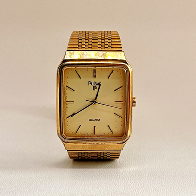 #ad #ad Vintage Pulsar Watch Mens Working Gold Tone Rectangle Face AS IS $29.00