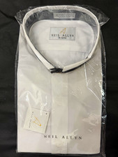 Neil Allyn XL 32/33 White Tuxedo Formal Dress Shirt with Black collar