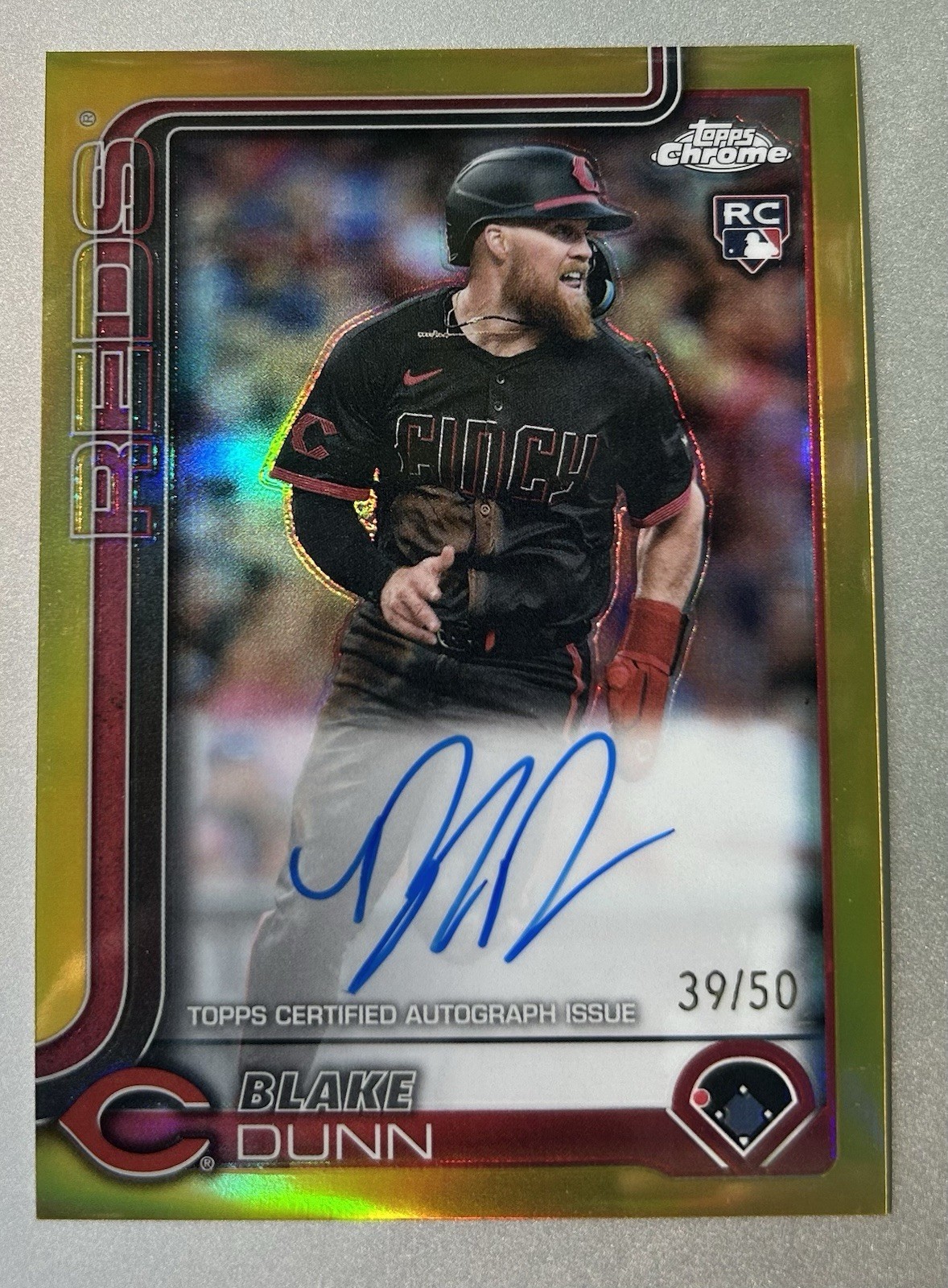 2025 Topps Chrome Blake Dunn #RA-BD Rookie RC Auto Gold 39/50 SSP Reds
