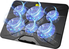 Laptop Cooling Pad with 6 High-Speed Fans, Laptop Cooler with Adjustable Angles,