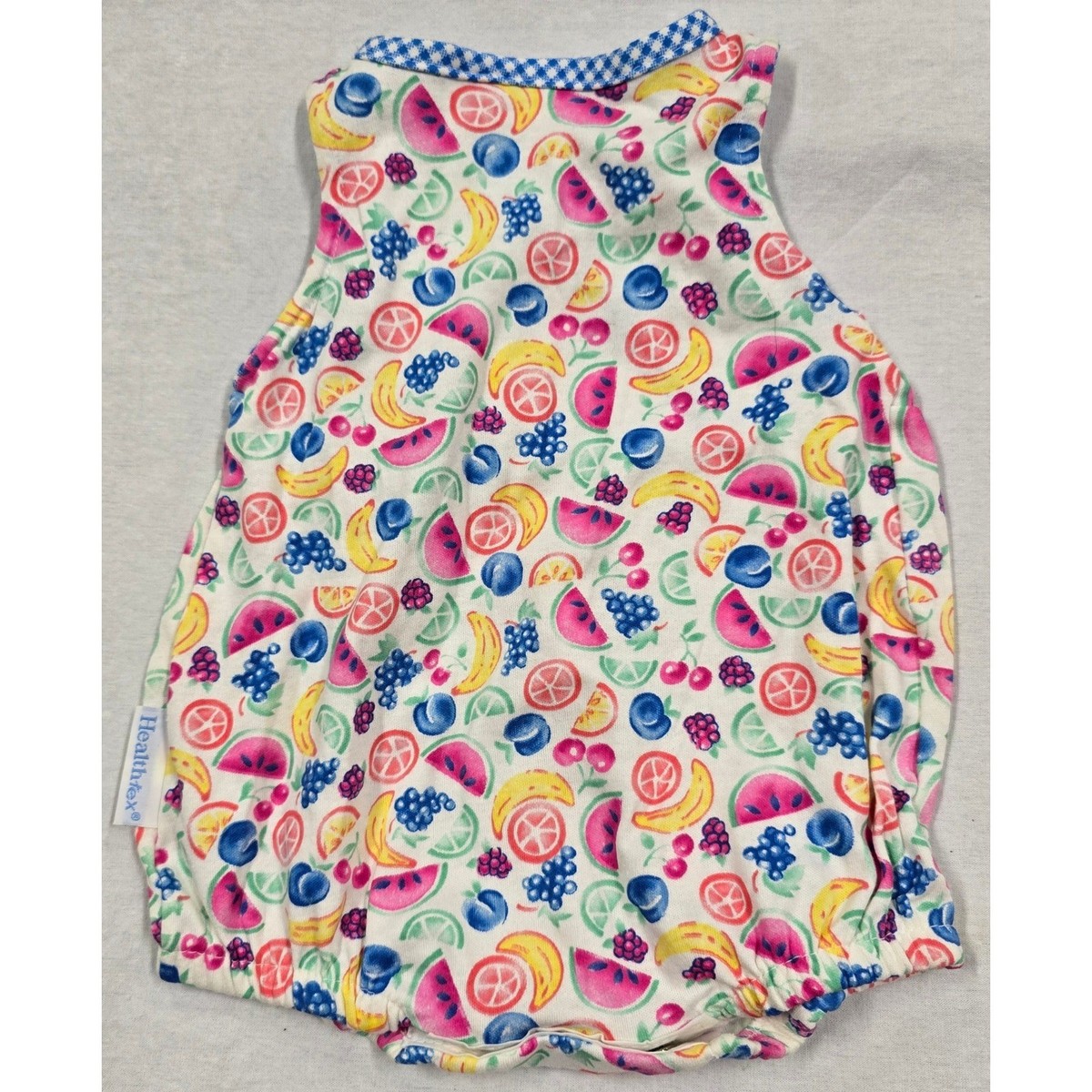 Vintage Healthtex Baby Girl Fruit Print Bubble Romper Sunsuit 0-5