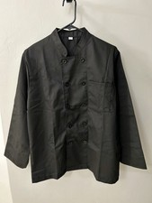 Men  s Black Chef Jacket Coat Long Sleeve Uniform Double Breasted XL Pocket  New