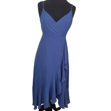 Lulus Blue Ruffle High Low Wrap Dress S Fairycore Cottagecore
