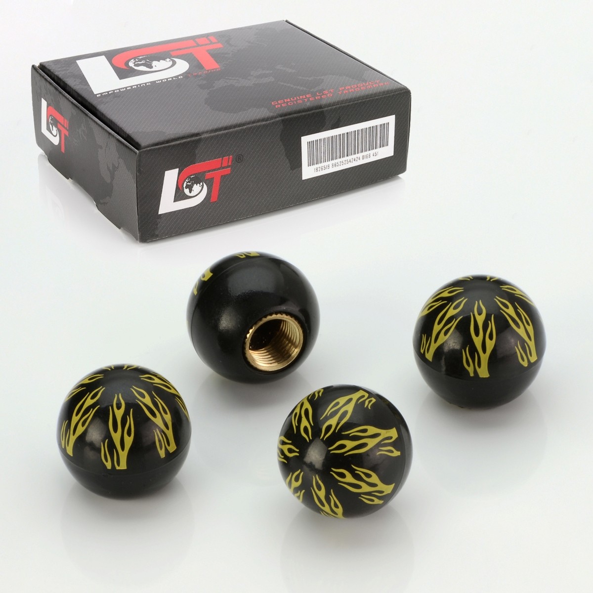 4x Valve Caps Aluminum Tire Valve Ball Fire Black for Peugeot