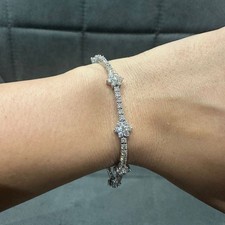 5.25Ct 100% Natural Diamond Cluster Tennis Bracelet White Gold - Ready To Ship