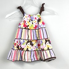 Gymboree Floral Striped Sundress Kids 3T Tiered Ruffle Tie Shoulder Multicolor