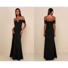 Lulus Lynne Black Off-the-Shoulder Maxi Dress Size XL