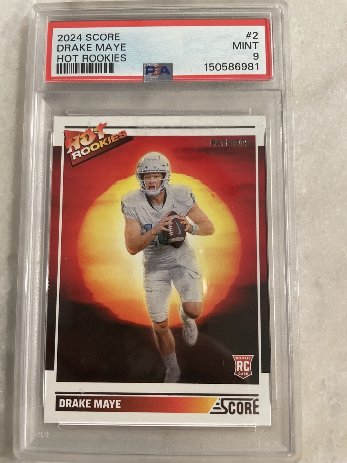 2024 Panini Score Hot Rookies DRAKE MAYE ROOKIE RC #2 PSA 9 New England Patriots