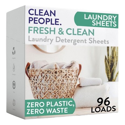 Clean People Laundry Detergent Sheets - Recyclable Packaging, 96 Pack 
