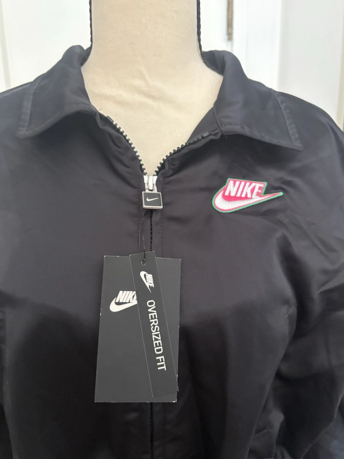 Nike Icon Clash Black Satin Jacket Womens XS Harajuku Sukeban Rebel Streetwear - product detail image 3