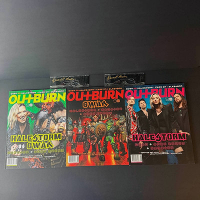 GWAR OUTBURN MAGAZINES LOT OF 3 WITH SIGNED 3D GLASSES BY SLEEZY P. MARTINI CS