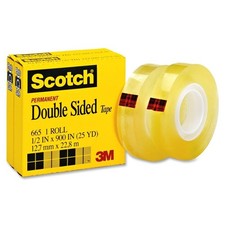 Scotch Double Sided Tape - 0.50" Width X 75 Ft Length - 1" Core - Acrylate -