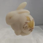 Fenton Art Glass Custard Satin Bunny Roses Figurine Hand Painted Signed K Boley