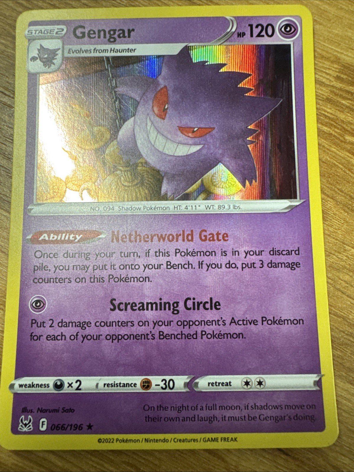 Gengar Holo 066/196 SWSH11: Lost Origin NM Pokemon