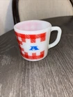 Vintage Westfield Milk Glass White Red Gingham "A" Mug