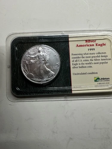 1999 LITTLETON 1OZ  SILVER AMERICAN EAGLE UNCIRCULATED $1 DOLLAR IN SHOW PACK