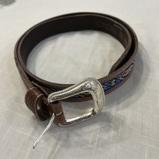 Beaded Western Belt Cowboy Leather Hand Tooled Removable Buckle Size 44