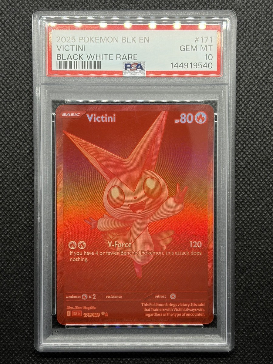 2025 POKEMON BLK EN-BLACK BOLT BLACK WHITE RARE #171 VICTINI PSA