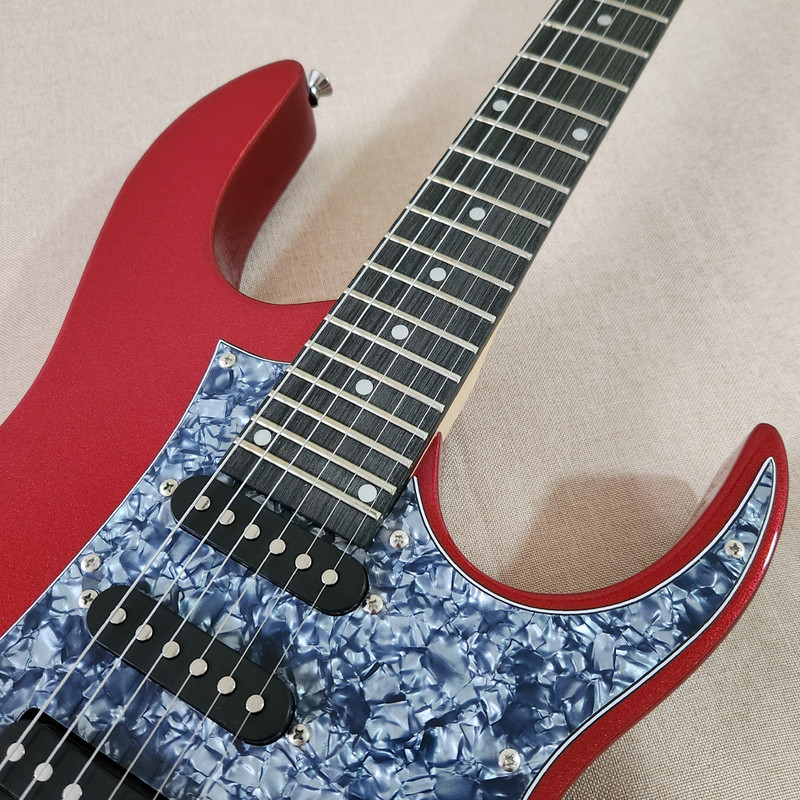 ST Electric Guitar Mahogany Body Pearl Pickguard Maple Neck Metallic Red