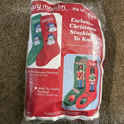 Mary Maxim SNOWMEN STOCKINGS Knit Christmas Stocking Kit #7301 - 22'' each NEW