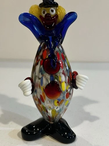 Vintage Glass Murano Clown Made in Italy 7 inches  Handblown