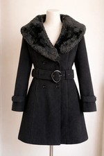 Cappotto Artigli nero con pelliccia sintetica – Made in Italy – taglia 48