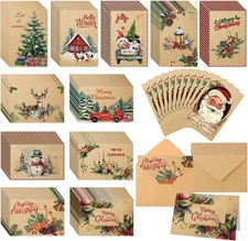 Zhanmai 240 Set Christmas Cards with Envelopes Merry Christmas, Retro 