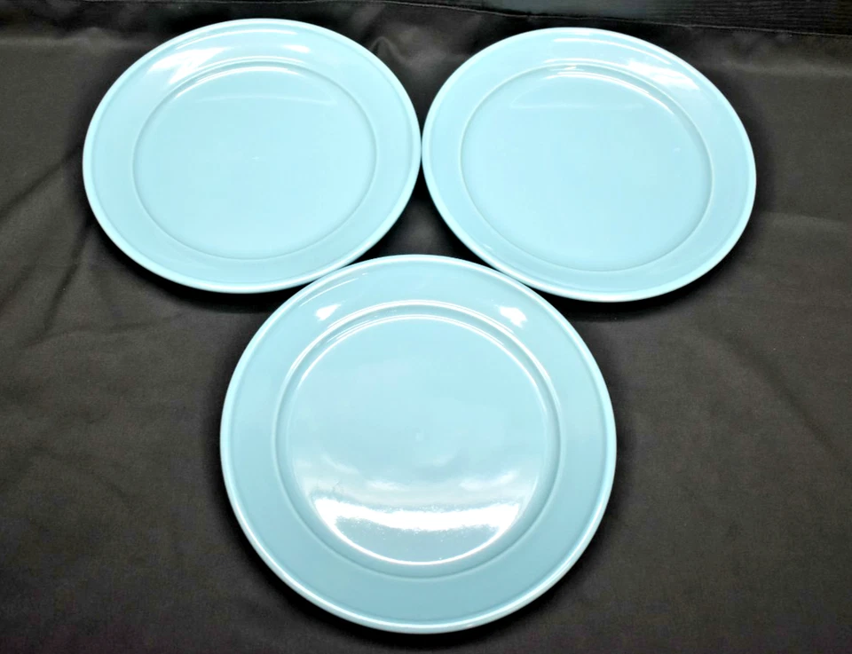 Set of 3 - Mainstays AMELIA - TOPAZ BLUE - Stoneware Salad Lunch Plates (735) - Image 2 of 4