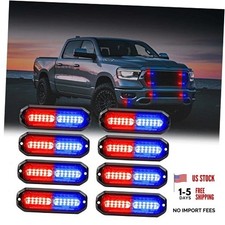 Redblue 8pcs Ultra Slim Led Emergency Strobe Police Lights Surface Red Blue