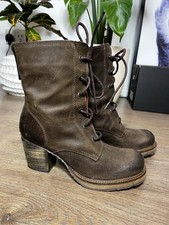 DESTROY Vintage Boho Distressed Leather Ankle Boots Brown Chunky Heel UK 5 EU 38